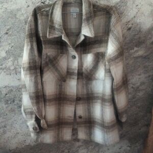 Time and Tru Brown Plaid Utility Jacket